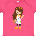 thumbnail image 4 of Inktastic Cute Girl, Brown Hair, Painter, Paint Artist Girls Baby Bodysuit, 4 of 5
