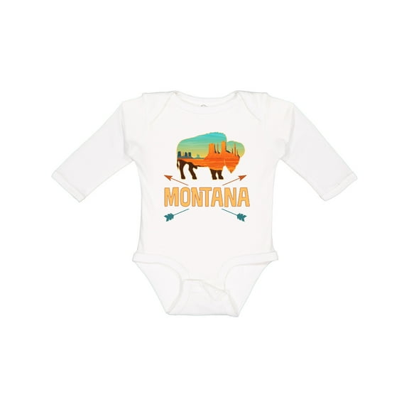 Inktastic Montana Gift Buffalo Silhouette Boys or Girls Long Sleeve Baby Bodysuit