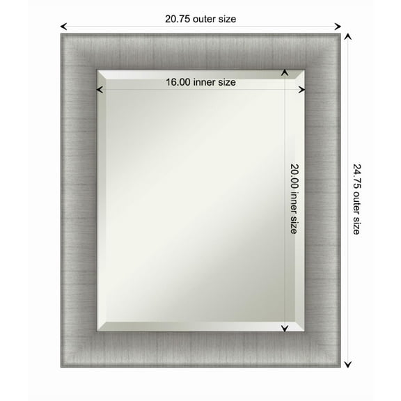 Amanti Art Elegant Brushed Pewter Framed Wall Mirror - 20.75 x 24.75 in
