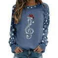 thumbnail image 1 of WEAIXIMIUNG Sweat à Rayures pour Femmes Grande Taille Décontracté Scintillant Imprimé de Noël Col Rond Manches Longues, 1 of 4