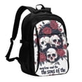 thumbnail image 1 of Balery Gothic Skulls And Roses Mochila con carga USB para hombre y mujer - Mochila impermeable y antirrobo para laptop con puerto USB para viajes, trabajo, 1 of 7