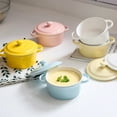 thumbnail image 3 of 200ml Ceramic Rice Bowl Double Handles Soup Bowls with Lid Baby Feeding Tableware for Jelly Pudding Egg Custard (White), 3 of 8