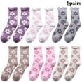 thumbnail image 2 of Women Fluffy Socks Winter Flower Pattern Crew Socks Heart-shaped Slipper Socks, 2 of 10