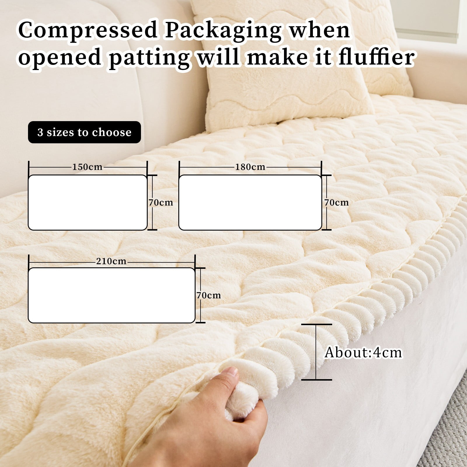 CJC Sofa Cover Fuzzy Couch Cover for Pets Dog Cat Washable Non-Slip Sofa Slipcover Cushion Protector Pets Friendly Mat (Beige, 28'' x 59'')