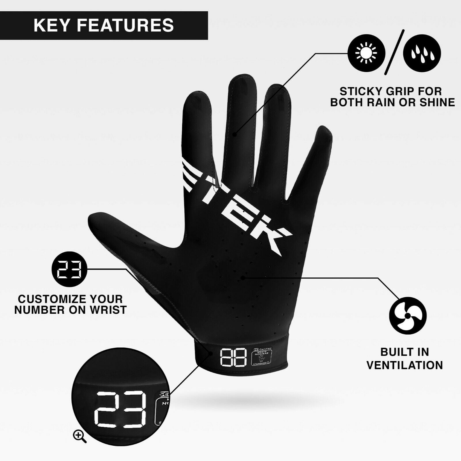 アメフト Elitetek RG-14 ブラック グローブ Sサイズ【新品】 Amazon.co.jp: EliteTek 社製 フットボール用グローブ RG-14