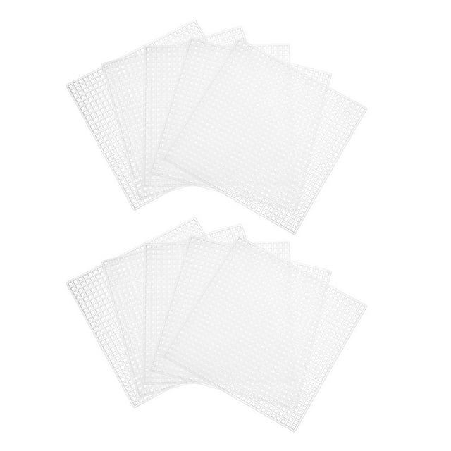 LEEYNEER 10Pcs Blank Needlework Canvas Craft Mesh Roll Transparent Plastic Square Crafting Enthusiasts