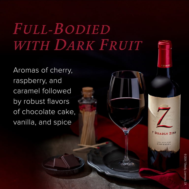 7 Deadly Zinfandel, Red Wine, 750ml, Old Vine California, 15% ABV