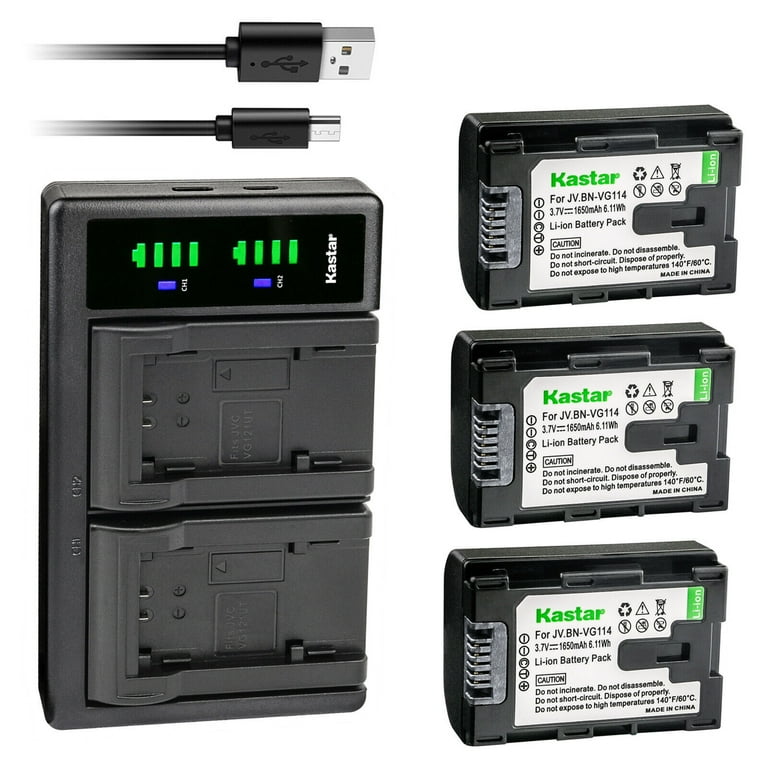 Kastar 3-Pack Battery and LTD2 USB Charger Replacement for JVC