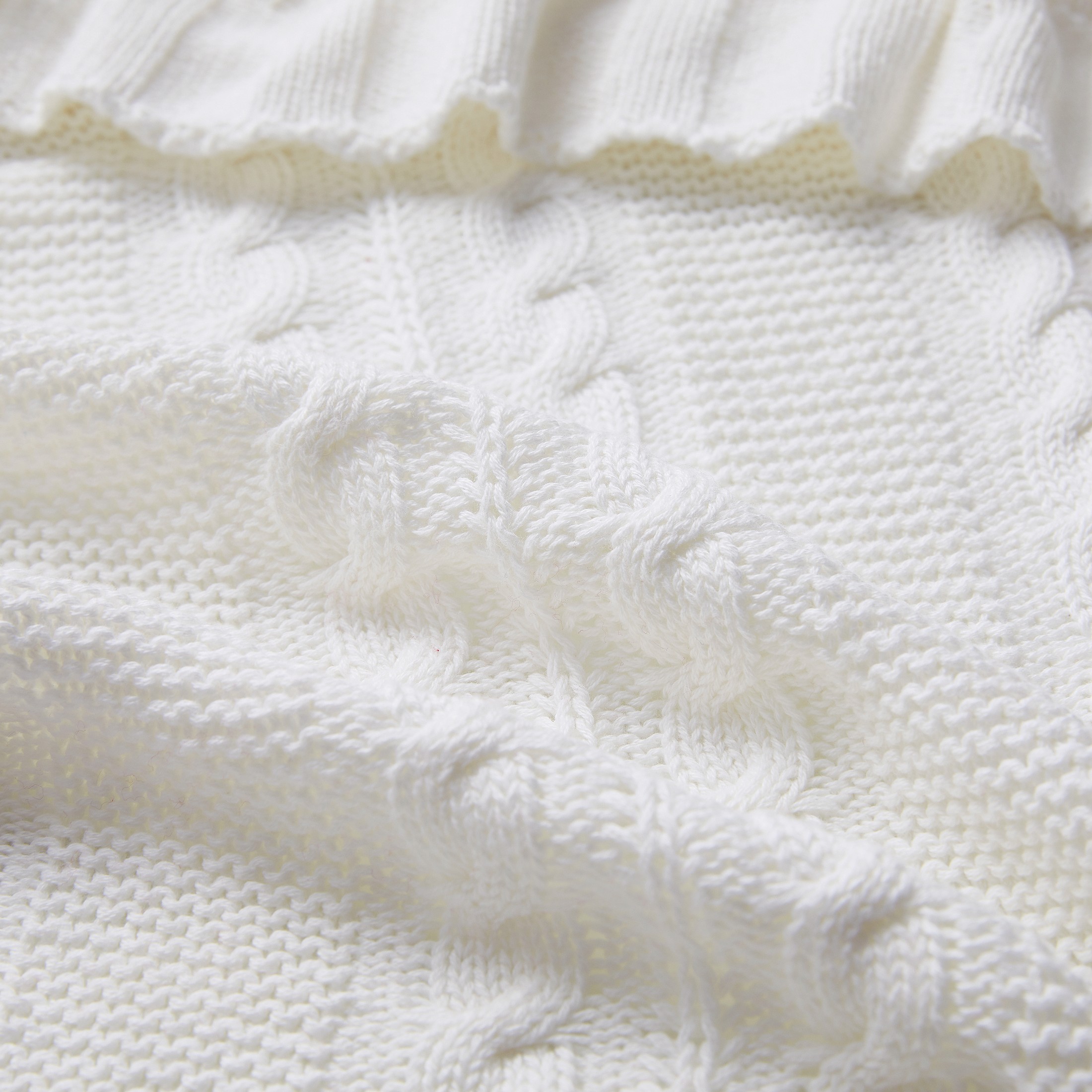 VCNY Home Dublin White Cable Knit Cotton Throw, 50" x 70"