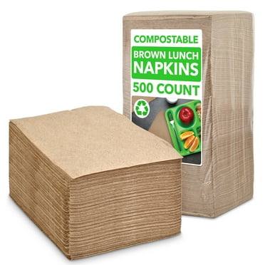 Brown Napkins Disposable, Paper Napkins Everyday 500 Count, Compostable, Biodegradable, Eco-Friendly, Tan Napkins Bulk for Commercial Restaurants, Dinner Parties, Crafts