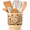 Beige, variant on Ceramic Kitchen Utensil Holder with Openwork Floral Design and Cork Base, Countertop Utensil Crock