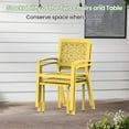 thumbnail image 6 of 3 Piece Patio Bistro Set, Outdoor Steel Furniture Set, Stackable Modern Conversation Sets for Balcony Garden Deck Patio w/2 Chairs 1 Table, Yellow, 6 of 6