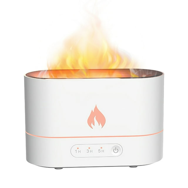 Humidificateur à Flamme Simulée 250mL Lumière de Nuit Silencieuse Diffuseur d'Aromathérapie de Bureau USB Humidificateur