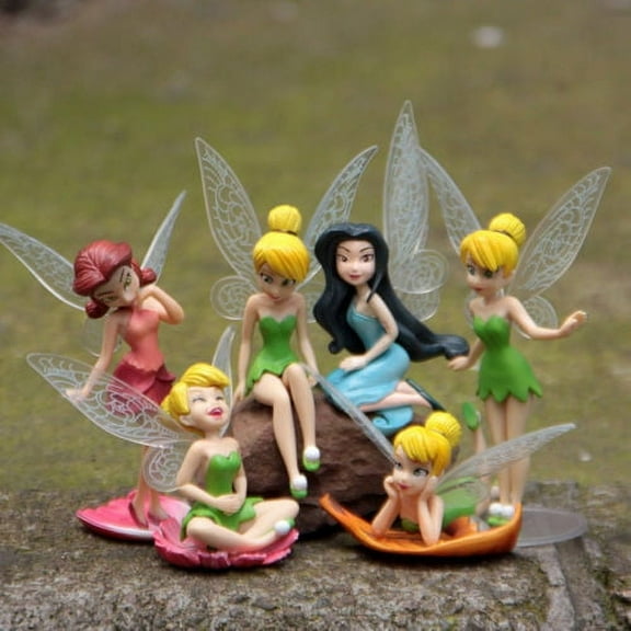 Tinkerbell Tinker Bell Fairy Girls Dolls Figures Cake Toppers (6 Count)