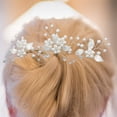 thumbnail image 3 of Elegant Pearl Bride Wedding Hair Pins Leaf Bridal Head Piece Exquisite Flower Accessories for Women and Girls for Pack of 3, 3 of 8