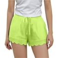 thumbnail image 2 of Mwjwdo Girls Cotton Linen Shorts Cute Lace Trim Comfy Summer Elastic High Waist Yoga Dance Shorts for Kids 4-14 Years Mint Green 11 Years, 2 of 9