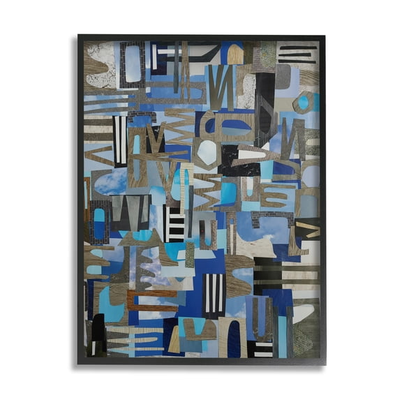 Stupell Skies Over Loire Valley Abstract Collage Abstract Painting Black Framed Art Print Wall Art