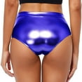 thumbnail image 5 of Clearance! Hontri Sexy Short High Waisted Shorts Leather Metallic Solid Color High Gloss Women's Super Shorts Hot Pants Women's Shorts Dark Blue L, 5 of 7