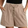 thumbnail image 1 of Plebaso 2025 Casual Shorts for Women Ribbed Drawstring Comfy Shorts Loose Summer Womens Button Shorts, 1 of 7