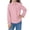 F012-Pink, variant on hengsof Girls Solid Color Ruffled Long Sleeve Stand Collar Button Up Shirt, Comfortable Casual Kids Top, Suitable for Ages 3-12, Versatile Everyday Top