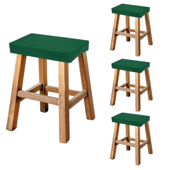 Uxcell Bar Stool Cover Rectangle, Stretch Washable Saddle Counter Vanity Barstool Slipcover Seat Cushion Protector with Elastic Band for Wooden Metal Bench Chair(Green, 4Pcs)