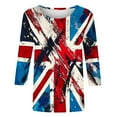 thumbnail image 4 of UPPADA 4th of July 3/4 Sleeve T Shirts for Women Summer American Flag Tops Patriotic Tees Independence Day Crewneck Loose Fit T-Shirt,4th of July Shirt Red,XL, 4 of 5