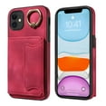 thumbnail image 2 of Nalacover for iPhone 11 Ring Holder Wallet Case with Kickstand Magnetic Clasp, Credit Card Slots Holder Premium PU Leather Purse Cover, TPU Bumper Shockproof Anti-Scratches Case,Red, 2 of 17