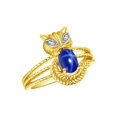 thumbnail image 3 of RYLOS Rings for Women 14K Gold Plated Silver CAT Ring 7X5MM Oval Gemstone &  Sparkling Diamonds Blue Star Sapphire Jewelry Size 7, 3 of 7