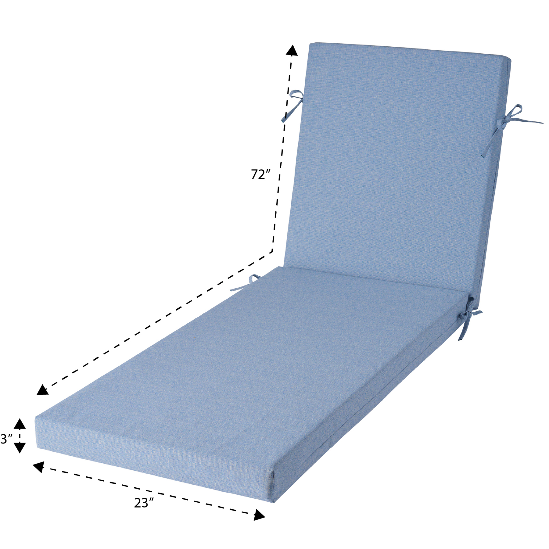 Better Homes & Gardens 72" x 23" Outdoor Chaise Lounge Cushion, 1-Piece, Light Blue