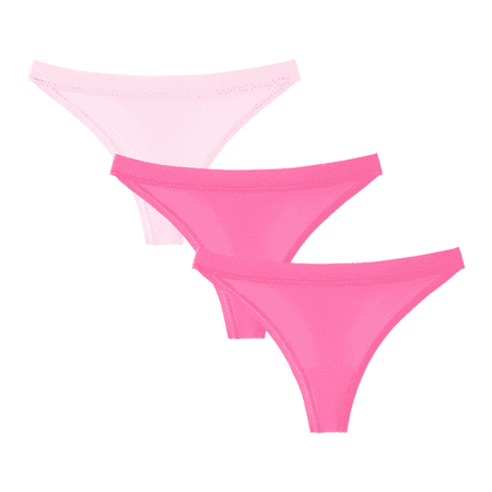 Meiodtion Underwear for Women Comfort Thong Cheeky Banded Waist Panties Elastic Flat Seams Stretchable Panty Light Pink S