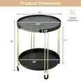 thumbnail image 2 of Gymax 2PCS 2-Tier Side End Table Round Nightstand Gold Frame for Living Room Bedroom, 2 of 10