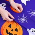 thumbnail image 2 of decorUhome Round Halloween Fitted Tablecloth for 36"-44" Tables, Washable Picnic Table Cover with Elastic, Washable Reusable Table Cloth for Party, Dining, Ghost Pumpkin, 2 of 6
