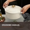 thumbnail image 5 of Overmont Enameled Cast Iron Dutch Oven - 5.5QT Pot with Lid Cookbook & Cotton Potholders - Heavy-Duty Cookware for Braising, Stews, Roasting, Bread Baking Cream White, 5 of 8