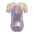 thumbnail image 2 of vastwit Kids Girls Gymnastics Leotard Ballet Dance Bodysuit Short Sleeve Acrobatics Performance Tumbling Outfit Light Purple 10, 2 of 7