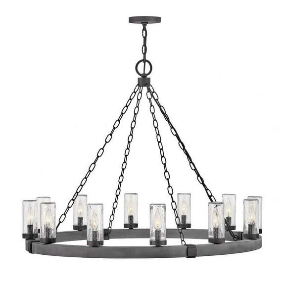 Industrial Farmhouse Twelve Light Chandelier-Aged Zinc Finish-Incandescent Lamping Type Bailey Street Home 81-Bel-3335691