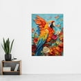 thumbnail image 2 of Vibrant Macaw Parrot Heavy Oil Paint with Butterflies and Flowers High Texture Artwork Extra Large XL Wall Art Poster Print, 2 of 4