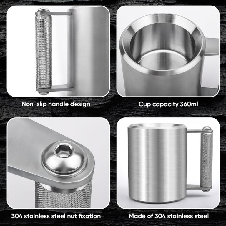 Auckpure Heavy Mug,22 LB/ 10kg Stainless Steel Cup,Super Heavy Dumbbell Fitness Sports Mug,Gym Exercise Coffee Lover Gift