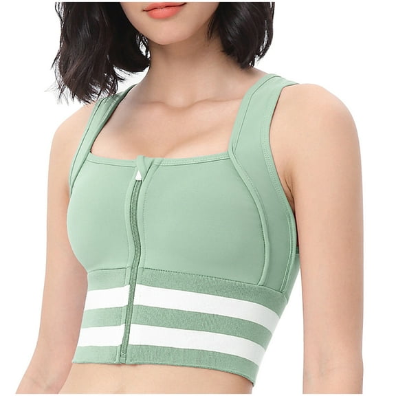 IROINNID Savings Sports Bras for Women Yoga Bra Front Zip Sports Bra Shockproof Yoga Vest Beauty Back Fitness Underwear Sports,Green
