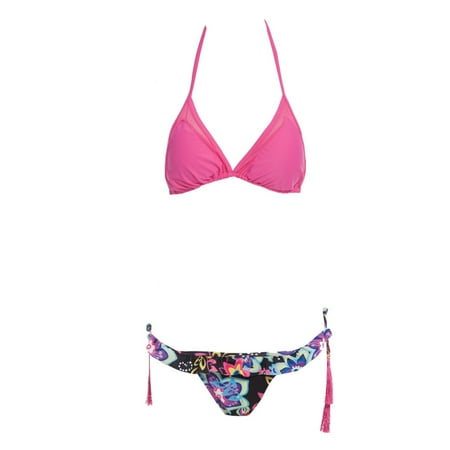 - Women Sexy Spaghetti Strap Floral Pattern Padding Beachwear Swimwear Set 2 Pcs