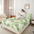 thumbnail image 3 of Erosebridal Green Leaves Full Size Sheets,Rustic Botanical Fall Leaf Bed Sheets For Men Women 4 Pieces, 3 of 6