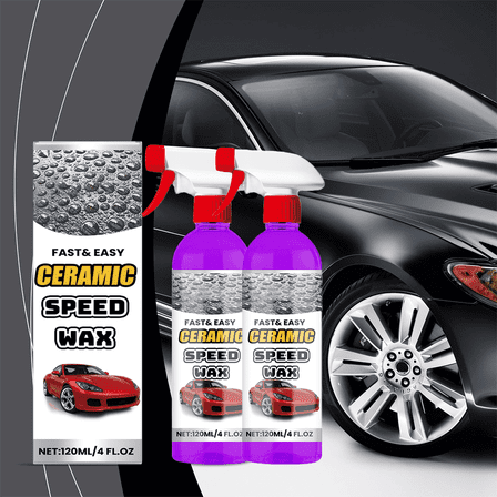 Ceramic Speed Wax –Ceramic Coating Car Wax Spray, Top Coat Polish with Reactive SiO2 Copolymers for Ceramic Protection & Car Care, 120ml/4FL.OZ (2-Pack)