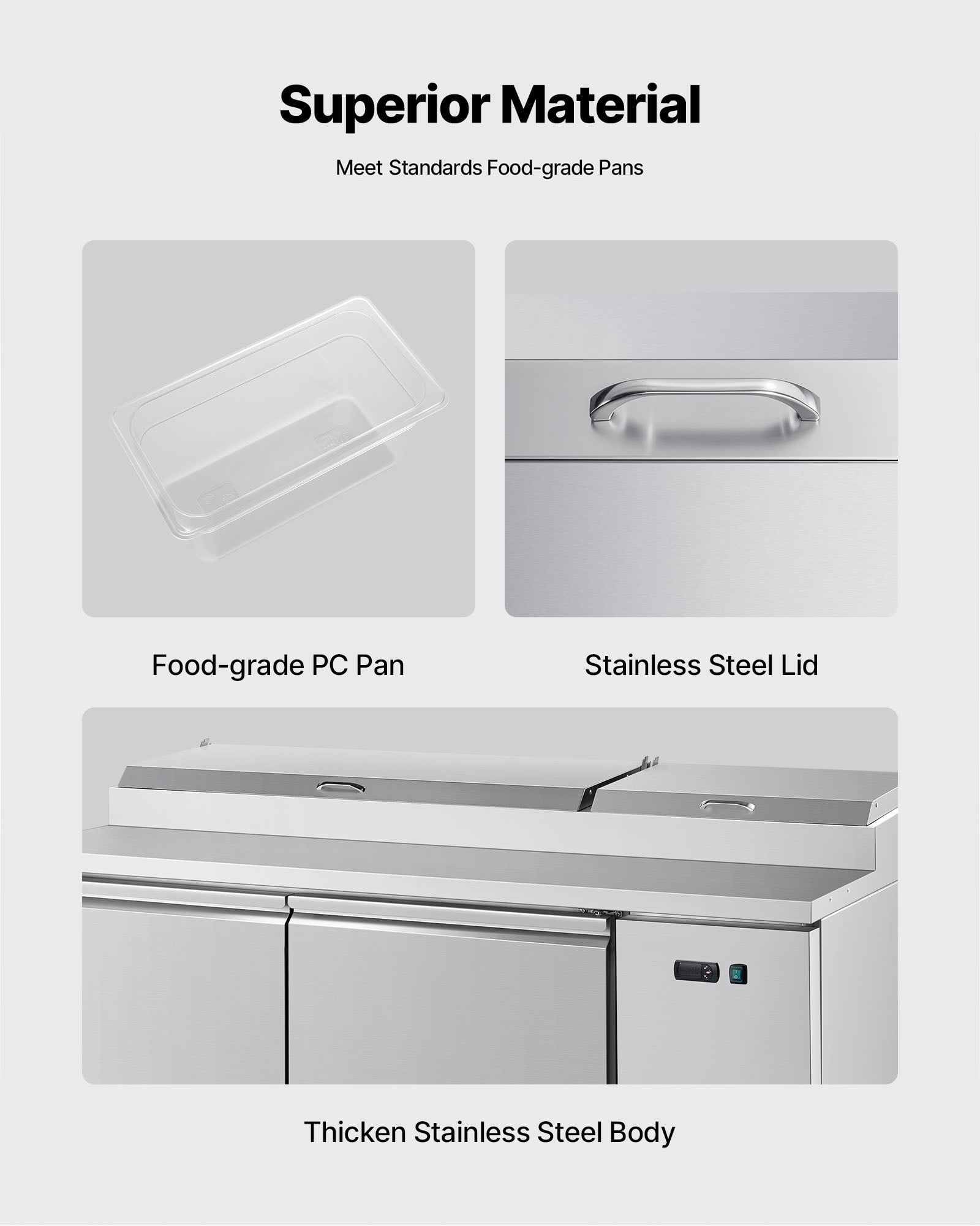 VEVOR 67"W Commercial Refrigerator, Pizza Prep Refrigerated Table,20" Ultra Wide Countertop Food Prep Worktable, 20.3 Cu.Ft Single Door Salad Prep Fridge, 9 Pans Pizza Make Worktop with Cutting Board