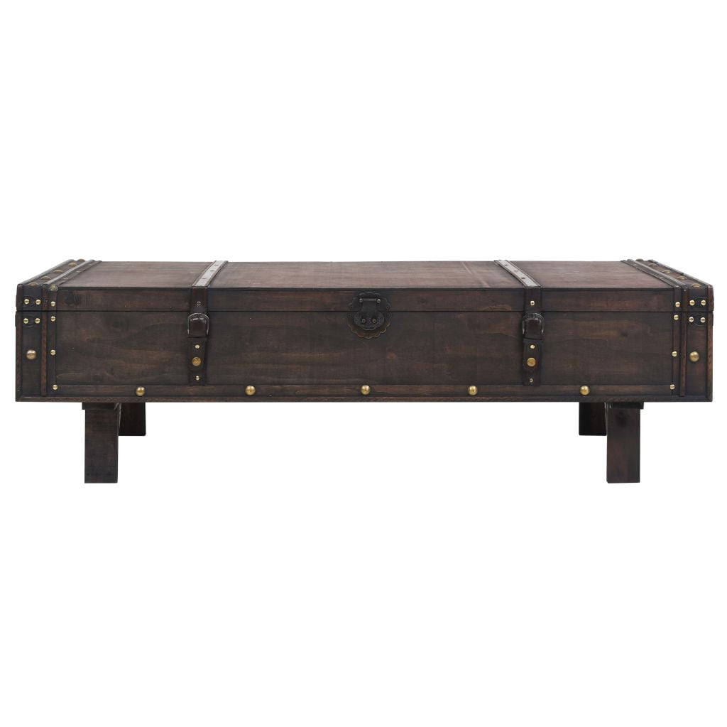 Lowestbest Solid Wood Coffee Table, Vintage Style Memory Farmhouse Storage Coffee Table
