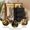thumbnail image 5 of Laintene Dresser for Bedroom with Hanging Closet, 3 Drawers Dresser with LED Lights & Charging Station, 3-in-1 Wooden Storage Chest of Drawers for Bedroom, Black & Brown, 5 of 10