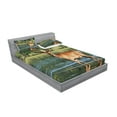 thumbnail image 2 of Ambesonne Deer Fitted Sheet & Pillow Sham Set, Mountain Animal in Water, Full, Green Brown, 2 of 2