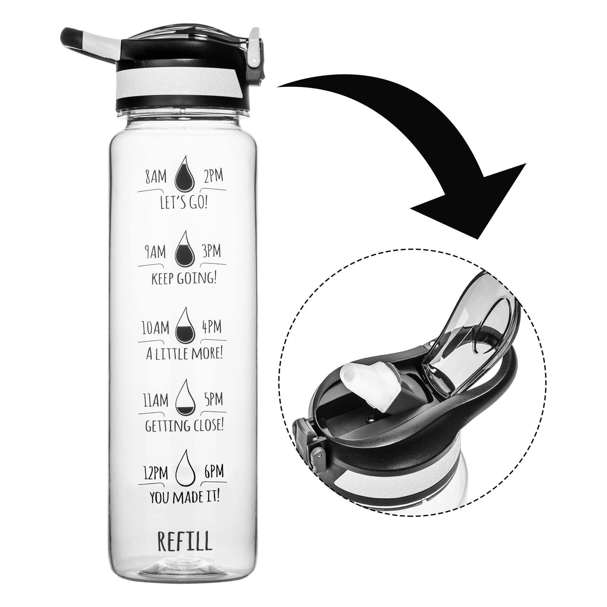 Reusable Filter Water Bottle w/buckle Hydration Filter As You Drink Gym Work Out 