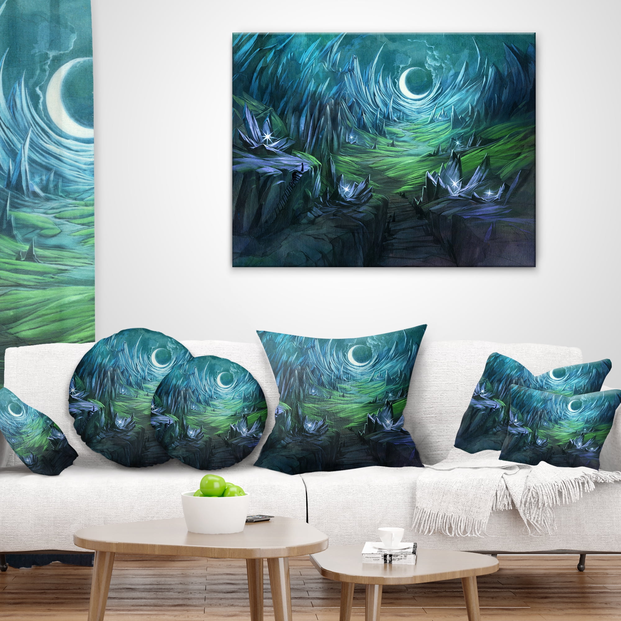 Designart Twilight Valley Landscape - Abstract Throw Pillow - 18x18