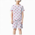 thumbnail image 4 of TOWED22 Infant Summer Clothes 2 Piece Sets Print Shirt Tee + Elastic Waist Shorts Casual Outfits Toddler Girl Clothing(White,9-10 Y), 4 of 6