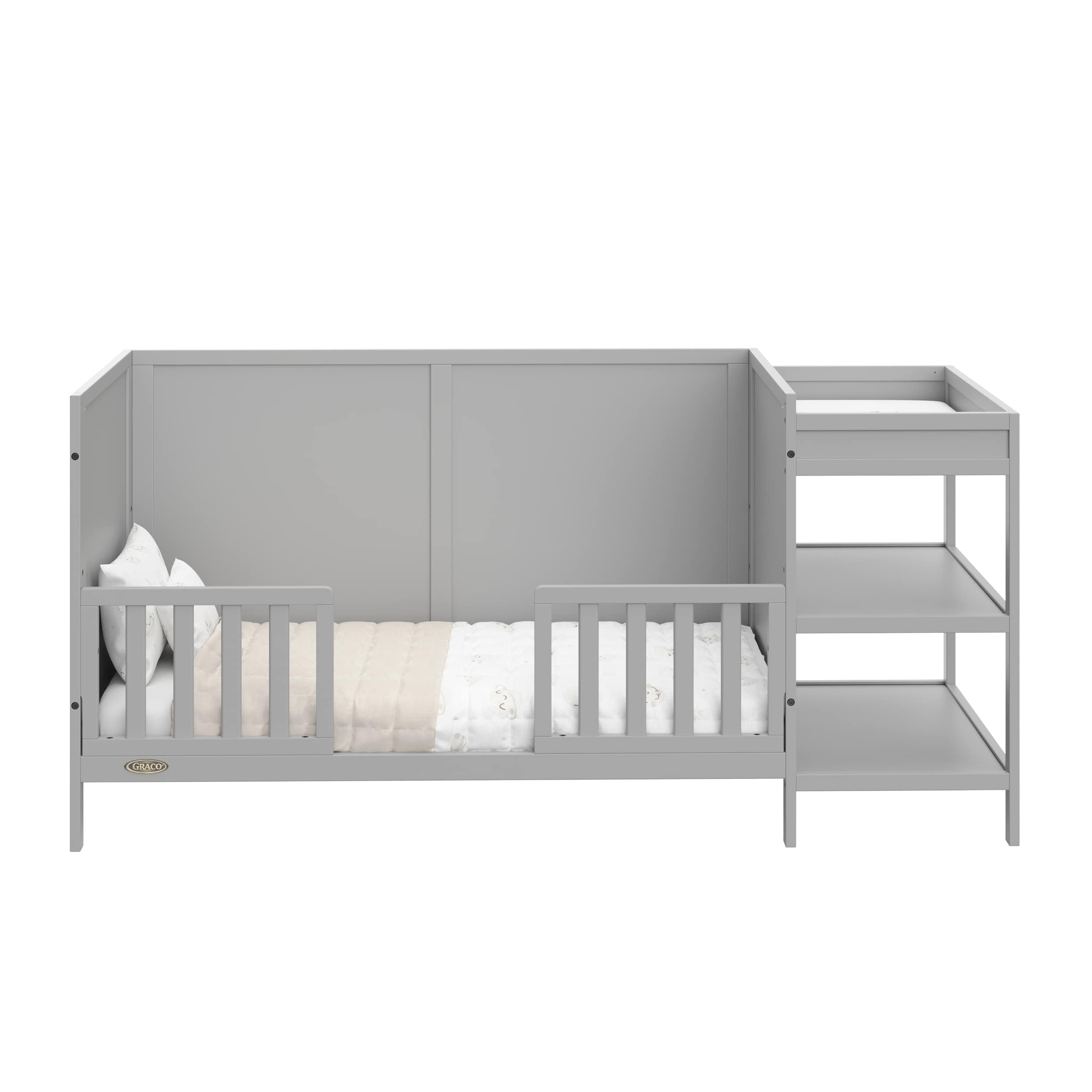 Graco Theo 5-in-1 Convertible Baby Crib and Changer, Pebble Gray