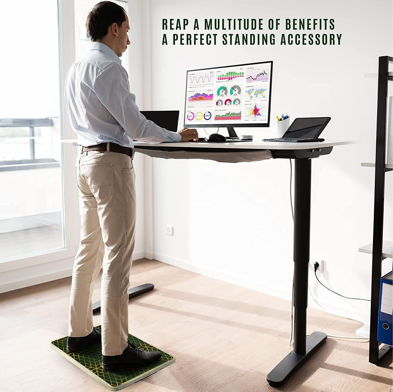 Yes4All Wobble Balance Board for Standing Desk/Anti-Fatigue Office Foam Pad  - Standing Desk Mats, Rocker Board, Office Accessories, Wobble Board With  Massage Ball Standard Ver